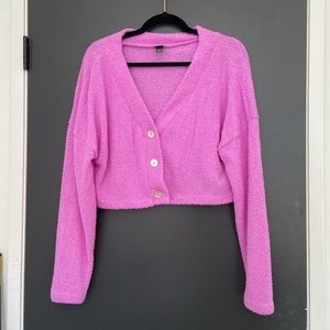 Fuzzy cropped cardigan
